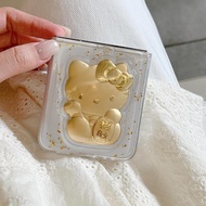 Transparent Drip Glue Gold Leaf Attract Wealth KT Phone Case Suitable For Samsung Galaxy Z Flip 7 6 