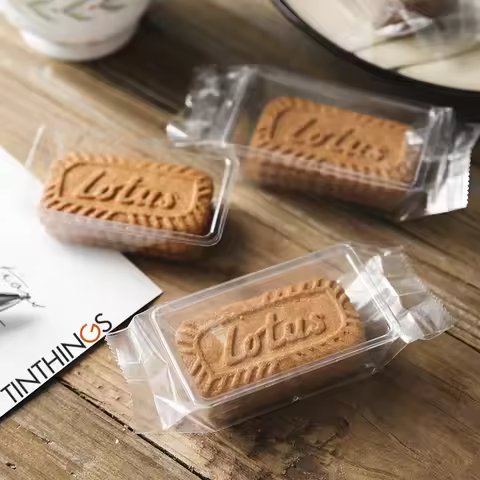 100pcs Clear Heat Seal Cookie Bags with Tray Individual Biscuit Packaging Bags for Butter Cookies Lo