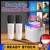 Y1 Wireless Karaoke Set Mini Bluetooth Speaker Outdoor Portable Microphone Home KTV System With 2Mic Outdoor