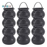 12Pcs Mini Black Cauldron with Handle Halloween Mini Witch Cauldron Halloween Pot Candy Holder for H