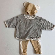 (((66-100) Ins Baby Soft Striped T-Shirt Male Female Baby All-Match Round Neck Bottoming Shirt Fashi