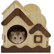 Rumah Hamster – Aksesori Haiwan Peliharaan Kayu Semula Jadi – Habitat Hamster, Aksesori Sangkar Ferr