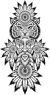 Cool Tattoos,Tiger Old Man Face Feathers,Feather Tattoos,Water-Resistant,Resilience,Real Tattoo Look