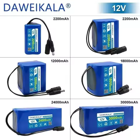 12V Rechargeable Battery 12V 30000mAh 18650 Lithium Battery Pack Capacity DC 12.6V 30Ah CCTV Cam Mon