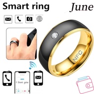 JUNEGOODS Finger Digital Ring, Multifunctional Stainless Steel NFC Smart Ring, Special Design Wearab