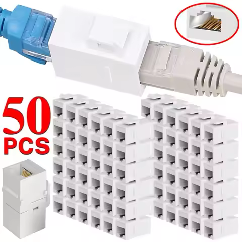 50/1Pcs RJ45 Network Ethernet Dual Straight Head Lan Cable Connectors Universal Female To Female Int