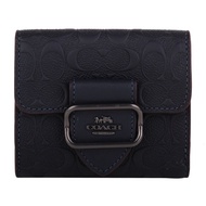 Coach Morgan金屬防刮浮印PVC LOGO浮雕深藍三折短夾