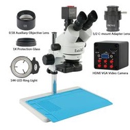 7-45倍三目顯微鏡1080P數碼工業相機144LED環形燈教學顯微鏡套裝