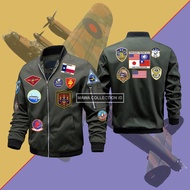 Jacket Motor Bomber Zipper Pria Wanita Top Gun Army Tentara US Amerika Terbaru M-L-XL-XXL