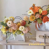 CCT Handmade Handle Box Silver Shiny Luxurious Arrange A Flower Basket Gift