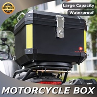 Motorcycle Box 45L Motor Helmet Box Waterproof Rack ABS Aluminum Style Motorcycle storage Top Box Motor Kotak Motosikal