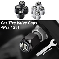[Ready Stock]4pcs/set MG Universal Aluminum Alloy Car Motor Tire Valve Stem Caps with Free Wrench Ti