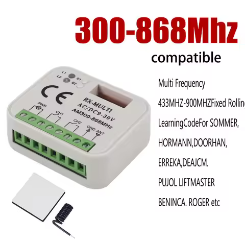 Gate Remote Receiver 433 868MHz RX MULTI 300-900MHZ AC/DC 9-30V Receiver with Remote Control