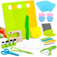 Montessori Kitchen Tools Safe Cooking Sets for Toddlers, 23 Pcs Kids Kitchen Knife Set for Real Cook