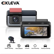 EKLEVA กล้องติดรถยนต์ V6 3 "กล้องติดรถยนต์เลนส์คู่ขนาด1920*1080P สามารถบันทึกกล้อง DVR ดูหลังได้กล้องจอดรถเครื่องบันทึกวีดีโอ WDR