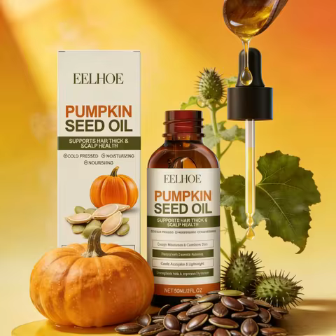 EELHOE Pumpkin Seed Oil Hair Growth Products Moisturizing Scalp Treatment Nail Repair Cold-Pressed N