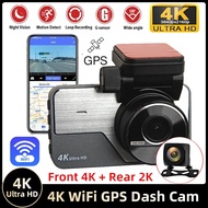 【4K+2K+GPS Tracking】4K UHD Dash Cam Front and Rear Dual Lens WiFi Car DVR with Night Vision