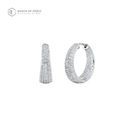 Maison de Jewels - Grand Drop Hoop Earring ต่างหูเงิน ต่างหูมุก ต่างหูดีไซน์ ต่างหูเพชร CZ ต่างหูใส่