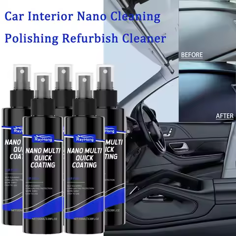 Nano Car Interior Agent Spray Automotive Dashboard Seat Leather Rubber Stains Remover Cleaning Refur