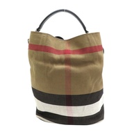 棕色 格紋 帆布 水桶包 肩背包【BURBERRY 巴寶莉】 3945726