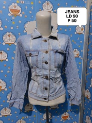 Thrift FanVin Atasan JEANS Cardi Jaring Crop
