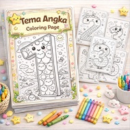 20 Sheets of A5 & A4 Size Coloring Paper - 1-20 Number Theme