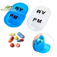 [DelicationS] 2 Grids Waterproof Pill Organizer Portable Oval Pill Box Pill Container Daily AM&PM Co
