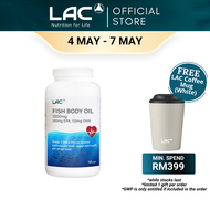 [Expiry Jun 2028] LAC Fish Body Oil 1000mg (180 Softgels) for Blood Pressure Cholesterol Memory and 