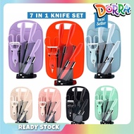 Kitchen Knife Set 7 in 1 Kitchen Knives Utensils Pisau Viral Set Dapur Pisau Gunting set 厨房便携式7件刀套