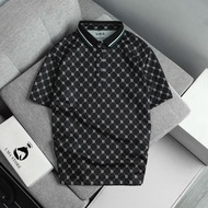 UMA MEN Men's Polo Shirt with Sunken B Pattern, High Quality Crocodile Cotton Fabric, Turn-down Coll