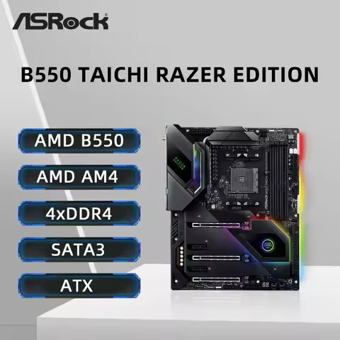 ASRock B550 TAICHI RAZER EDITION Motherboard Support 5500 5600G 5700X3D 5800X3D CPU 4xDDR4 M.2 HDMI 