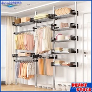 Floor-to-ceiling Metal Clothes Pole Hanger Rack | Adjustable Clothes Rack | Drying Rack | Corner Clothes Rack | Bedroom Living Room Tension Clothes Rack - Space Save