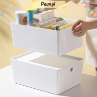 PDONY Storage Box, Plastic Storage Bins Storage Organization Box Sundries , Space Saver Stackable Snacks Storage Boxes Kitchen Bathroom Makeup Table