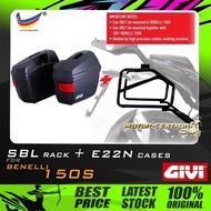 Combo SET BOX/BOX Edge GIVI E22N SIDE CASES+GIVI BENELLI 150S SBL SIDEBAG HOLDER