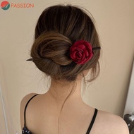 PASSION Hanfu Hairpin, Hair Sticks for Buns Simulated Flowers Wooden Hair Stick, Retro Headwear Hair Accessories Hair Chopstick Rose Flower Hair Clip Hanfu Accessories