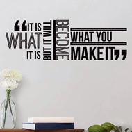 Inspirational Phrases "It Is What It Is" Text Wall Sticker for Office Room Decoration