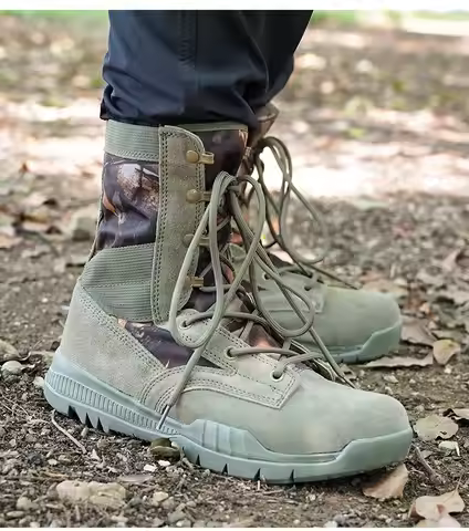 Outdoor Climbing Boots Mens Camouflage Desert Boots Combat Training Shoes High Quality High Top Hiki