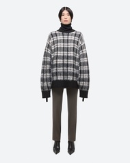 Helmut Lang 黑白格紋拼接高領毛衣_男/中性/ S