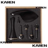 KAREN1 Violin Accessory Parts Set, 4/4-3/4 Size Complete Set violin tailpiece Set, Premium Ebony Mat