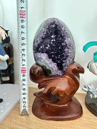 烏拉圭紫水晶恐龍蛋紫晶洞·連雕刻底座
