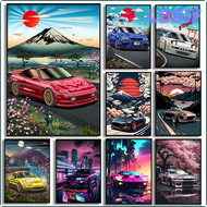 LBSIF 80S Vaporwave Retro JDM GTR โปสเตอร์รถญี่ปุ่นรูปภาพศิลปะผนังผ้าใบวาดภาพอนิเมะรถสปอร์ตบ้านของขว