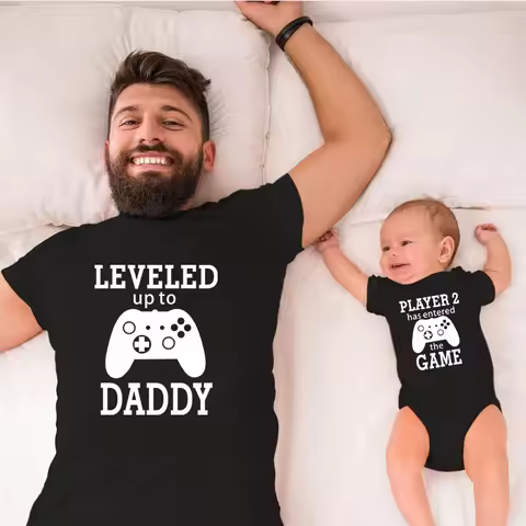 Matching Me Clothes Funny Leveled Up To Daddy Player 2 Has Entered The Game Print Family Matching Ou