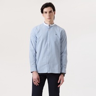 LTD เสื้อเชิ้ตคอจีน ลายทางแนวตั้ง ผู้ชาย สีฟ้าอ่อน | Mandarin Collar Shirt with Vertical Stripes | 0