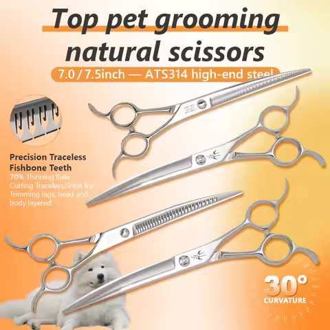 Crane 6.5&7.0&7.5 Inch Pet Grooming Magic Scissors Trimming Hairdressing Dogs Beauty Curved Chunker 