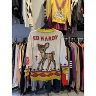 EdHardy knitted cardigan,/ cardigan, character motif cardigan,/rare knitwear