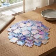 [szsirui] Holographic Craft Blocks Acrylic Tiles Rainbow Iridescent 2x2cm 50PCS