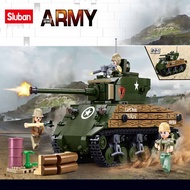 Sluban Building Block Toys World War 2 B1110 M4A3(76W) Medium Tank 715PCS Bricks Combat Tank Compatb