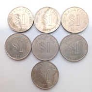 1Set7pcs S1 1Ringgit Normal 1971 Malaysia Duit Syiling Lama Old Coins (CollectibleOnly)