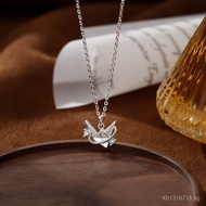 Design Thousand Paper Cranes Pendant Versatile Elegant Collarbone Chain Necklace Niche Women Pure Si