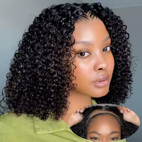 Water Wave Bob Wig Human Hair 200 Density Short Curly Lace Front Wigs Human Hair 13x6 HD Transparent